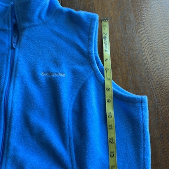 Columbia Fleece Zip Up Vest Zipper Front Pockets Sky Blue Size 1X Collared - Picture 10 of 13